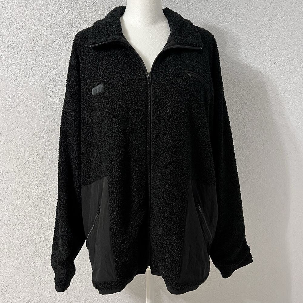 SET ACTIVE Fleece Boyfriend Jacket in Black Activewear Size Medium